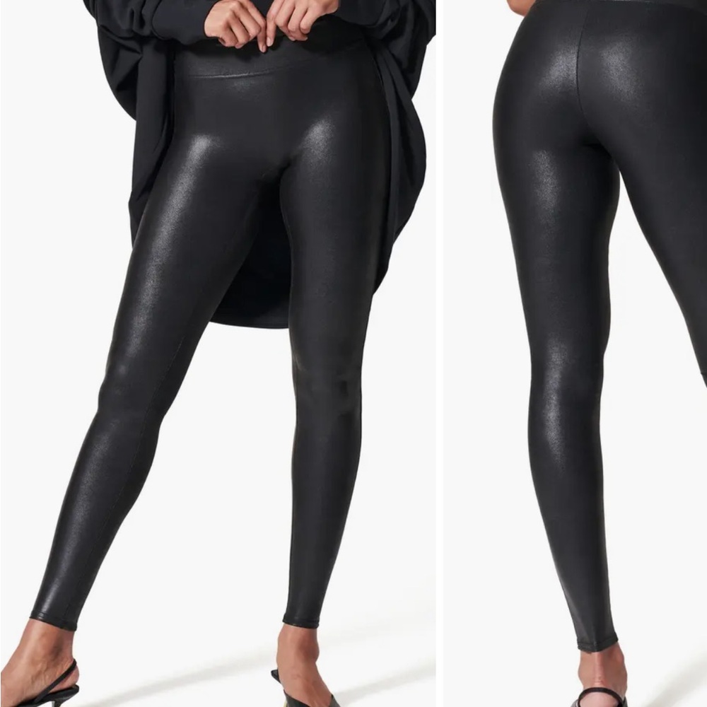 Spanx highwaist faux leather leggings size XS